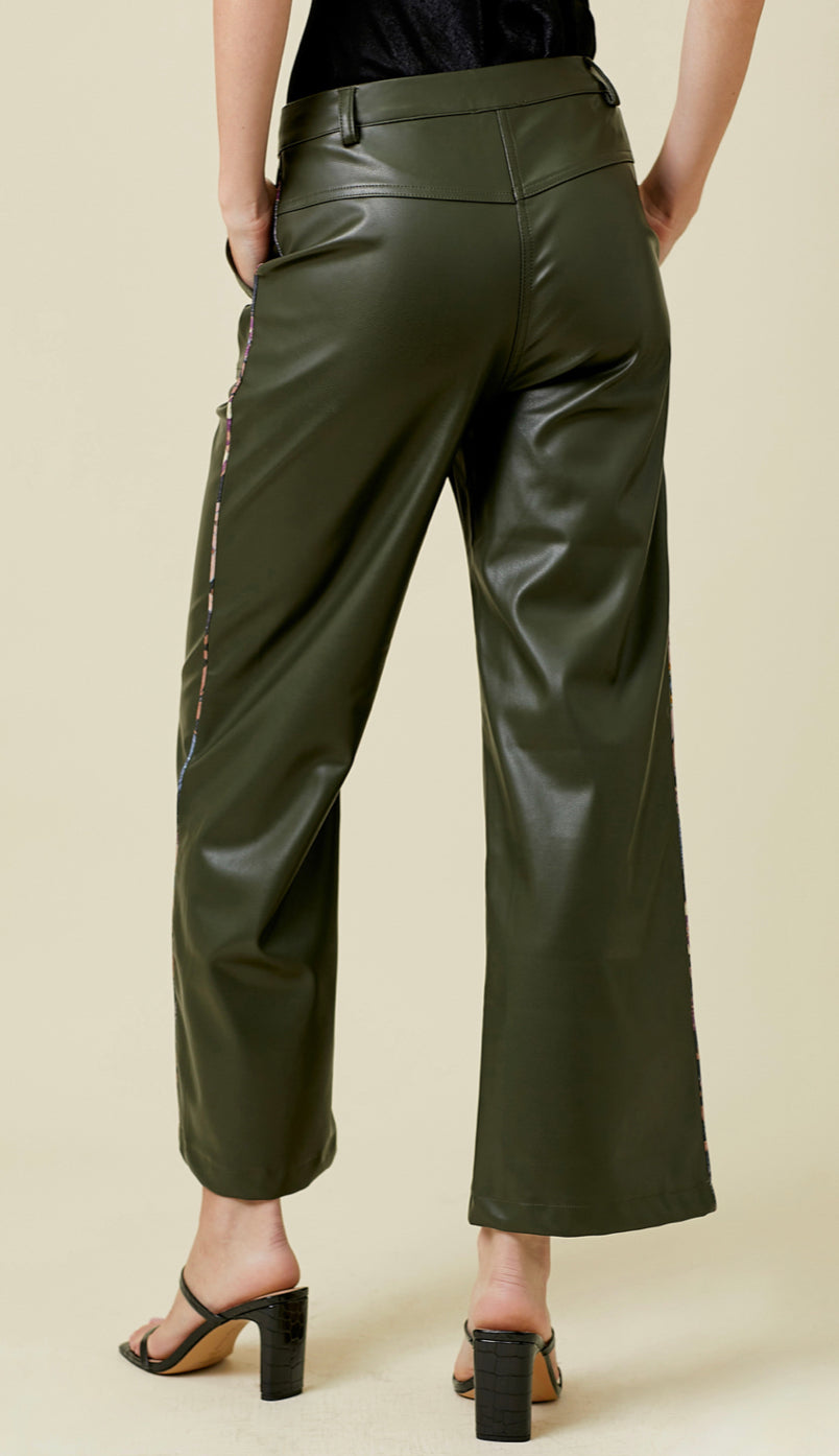 Olive Faux Leather Pants