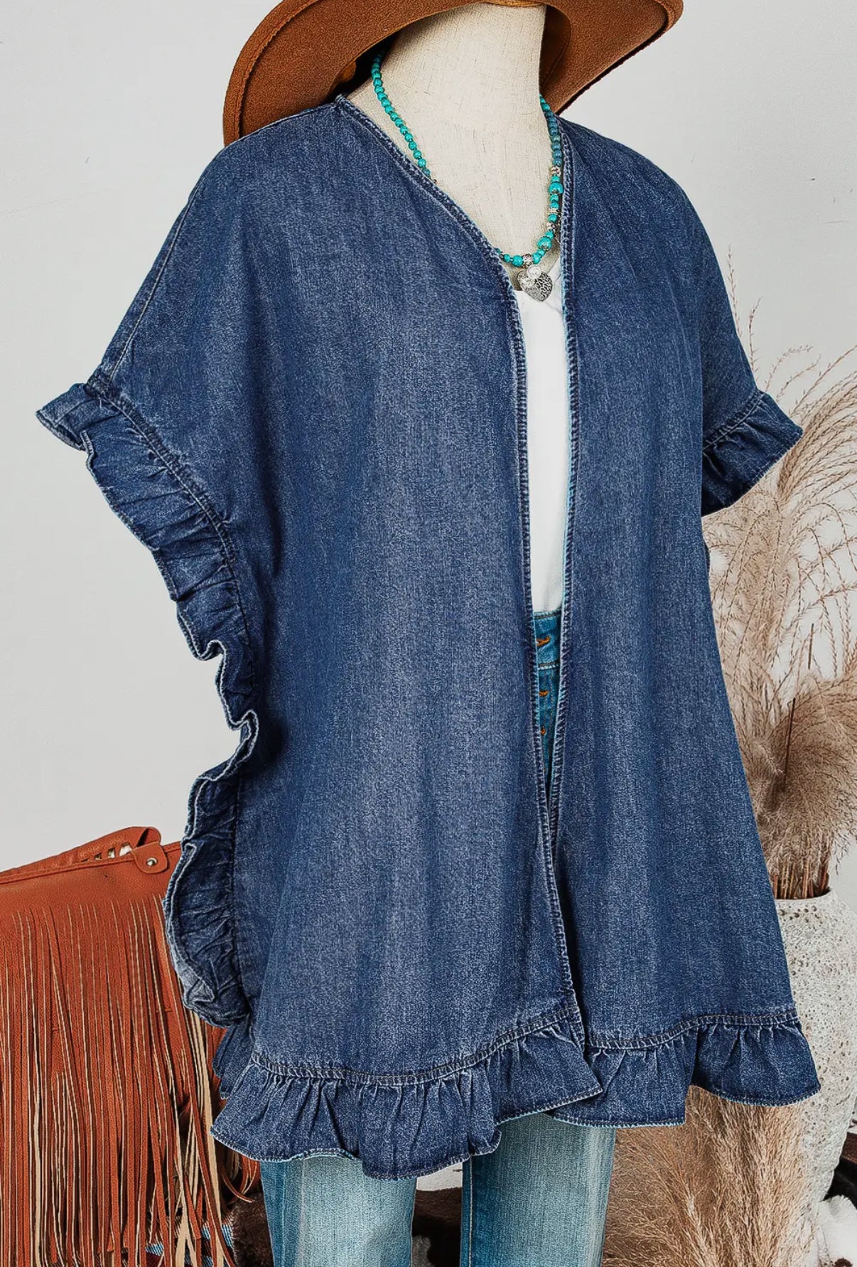 Ruffle Denim Top