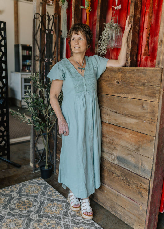 Cotton Midi Button Down Dress