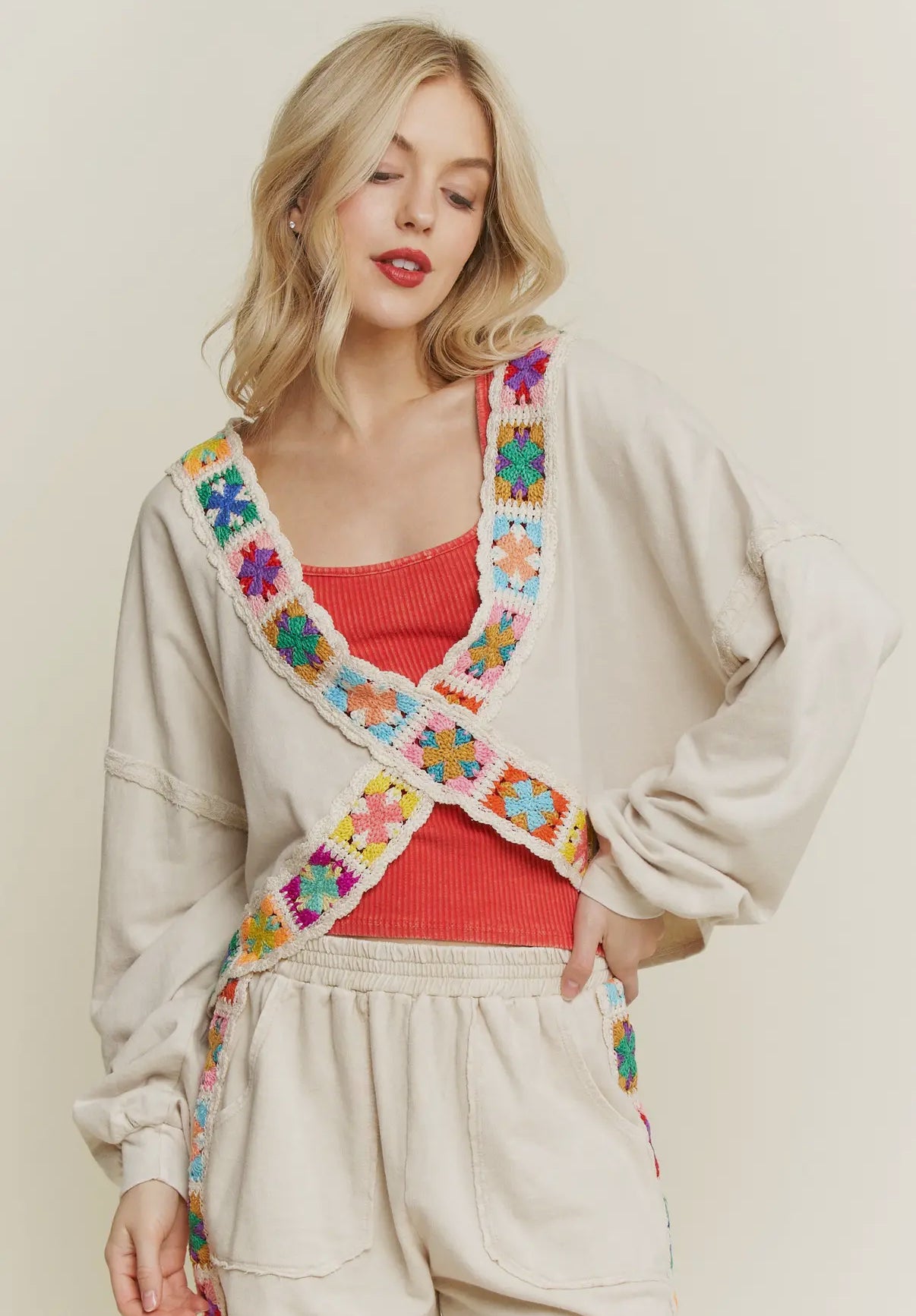 Reversible Crisscross Crochet Top - Natural