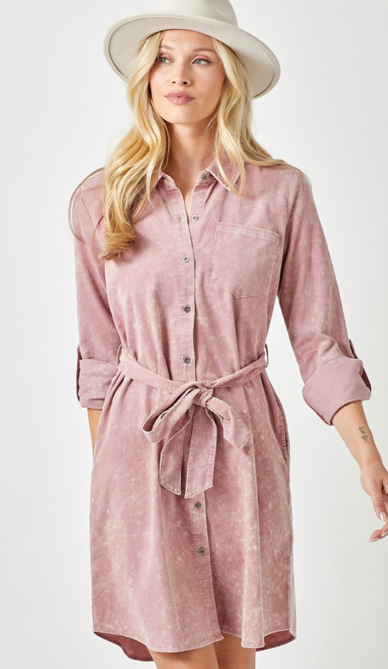 Kora’s Corduroy Button Down-Rose