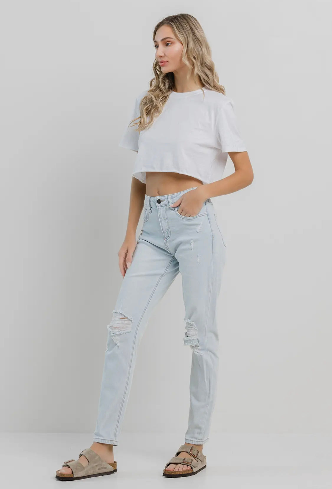 High Rise Light Wash Jean