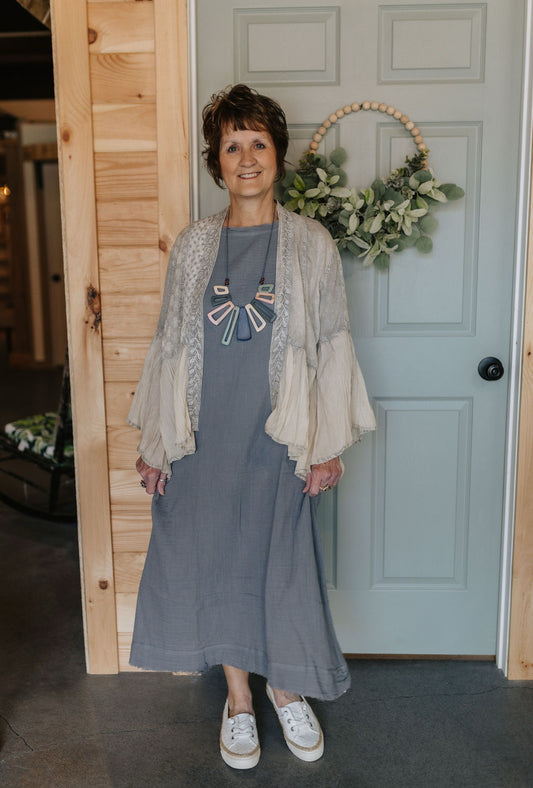 Double Cotton Gauze Grey Dress