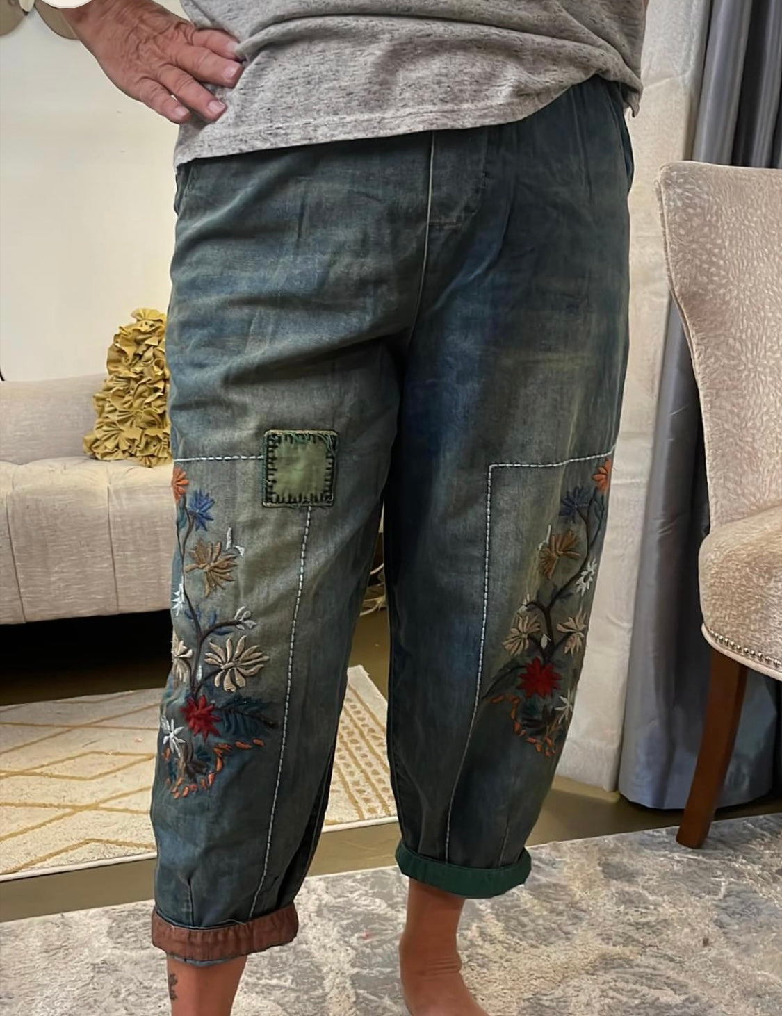 Floral Embroidered Jeans