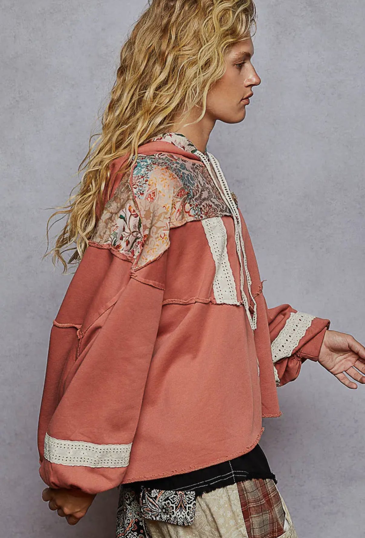 Vintage Rose Patch Hoodie