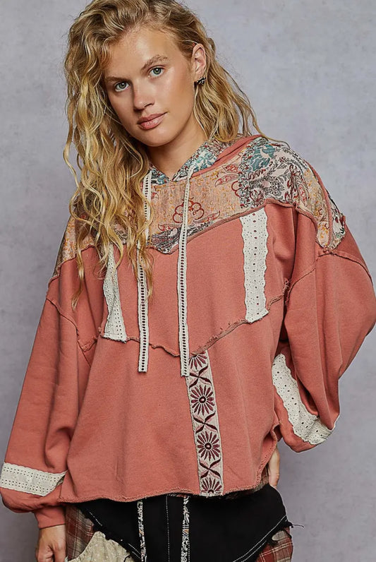 Vintage Rose Patch Hoodie
