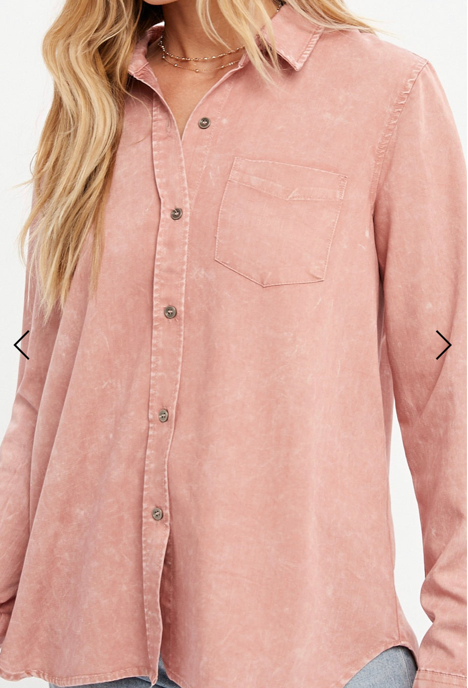 Rose Washed Button Down