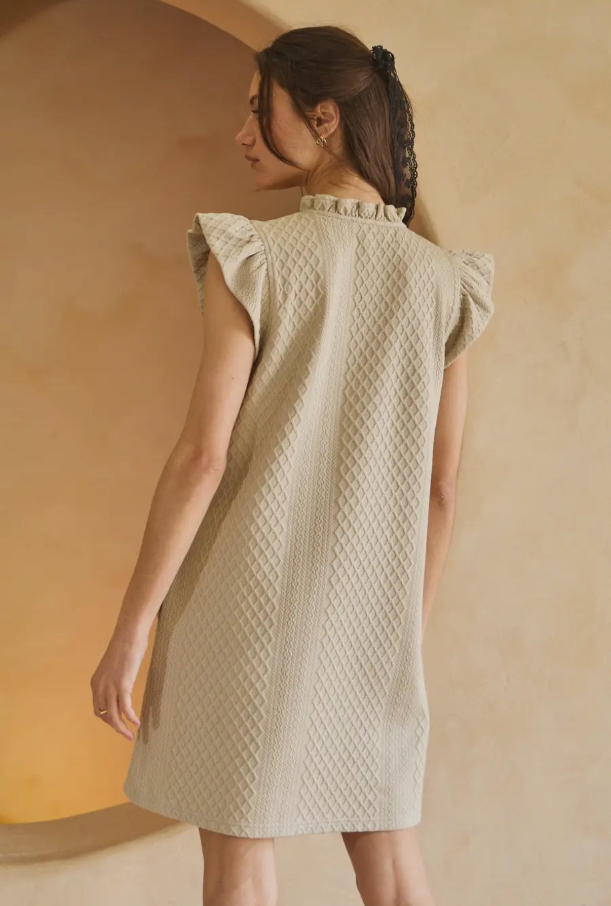 Taupe Textured Mini Dress