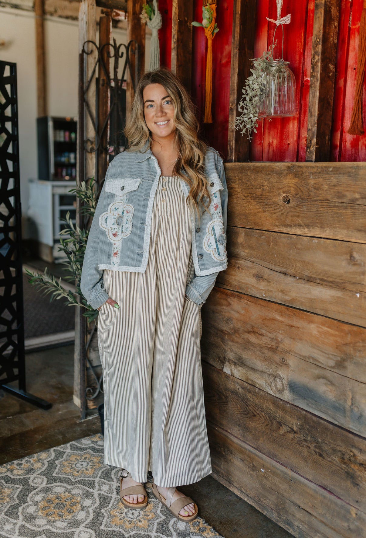 Stripe Ruffle Sleeve Jumpsuit