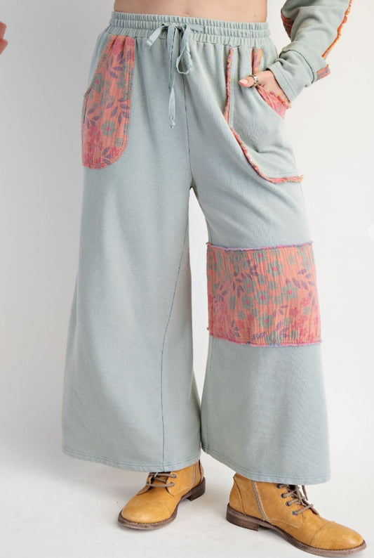 Washed Sage Floral Pants