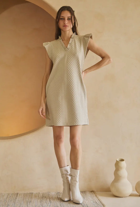 Taupe Textured Mini Dress