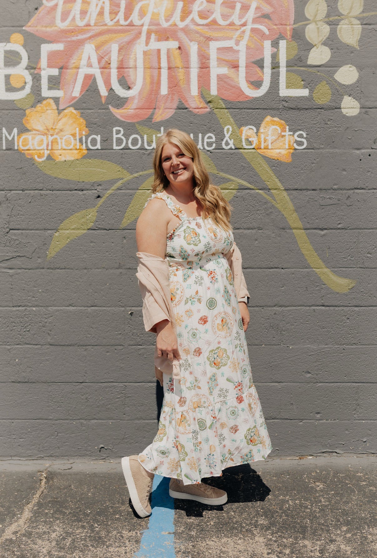 Smocked Spring Print Dress