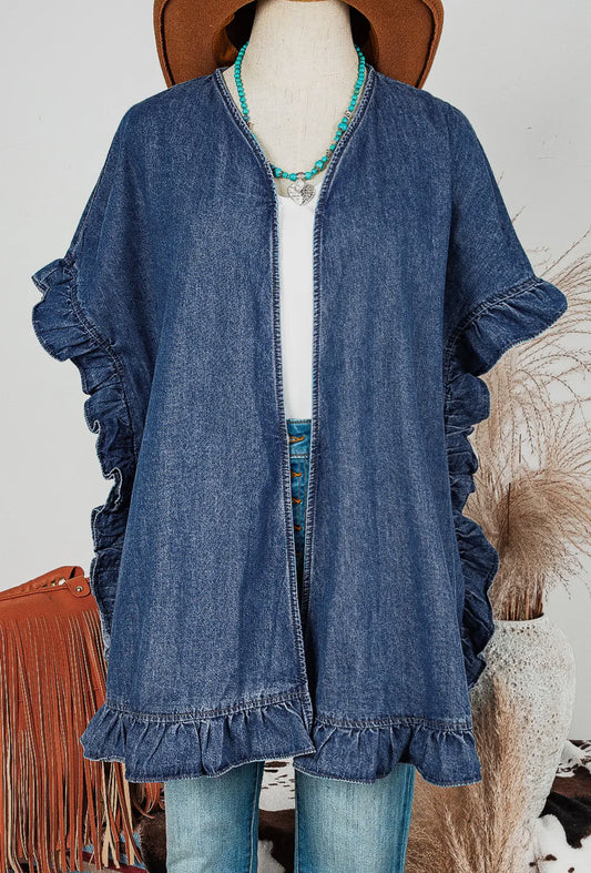 Ruffle Denim Top