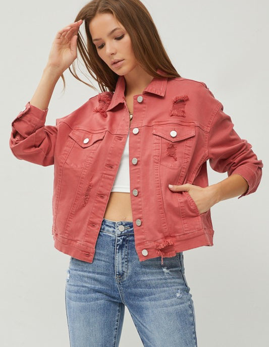 Distressed Dark Coral Jacket