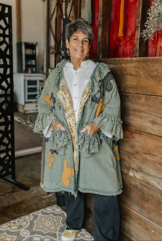 Sage Floral Duster