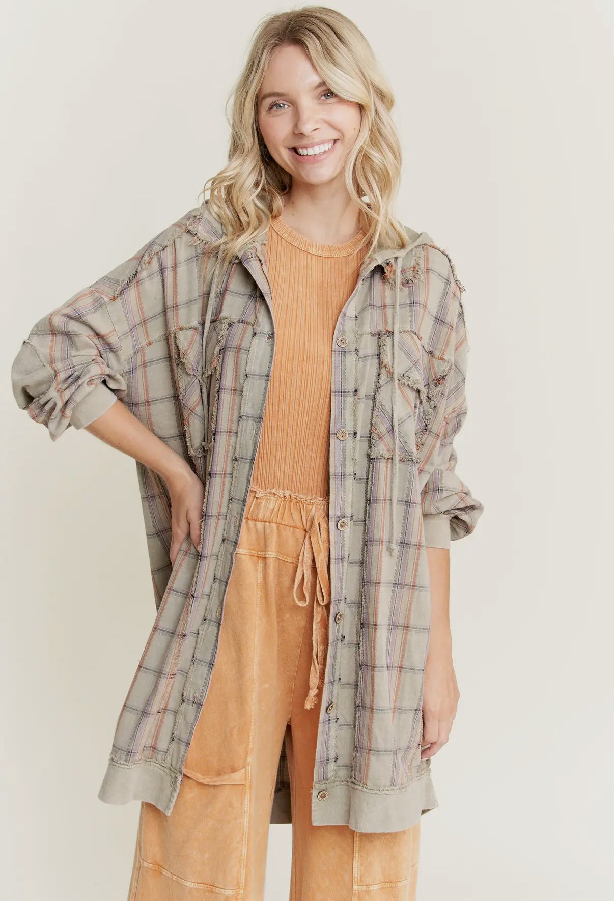 Vintage Olive Plaid Shacket