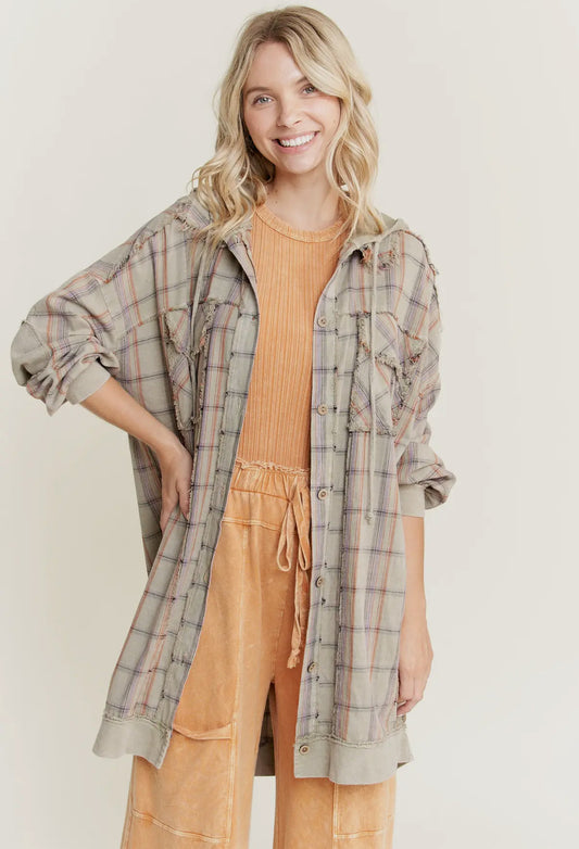 Vintage Olive Plaid Shacket