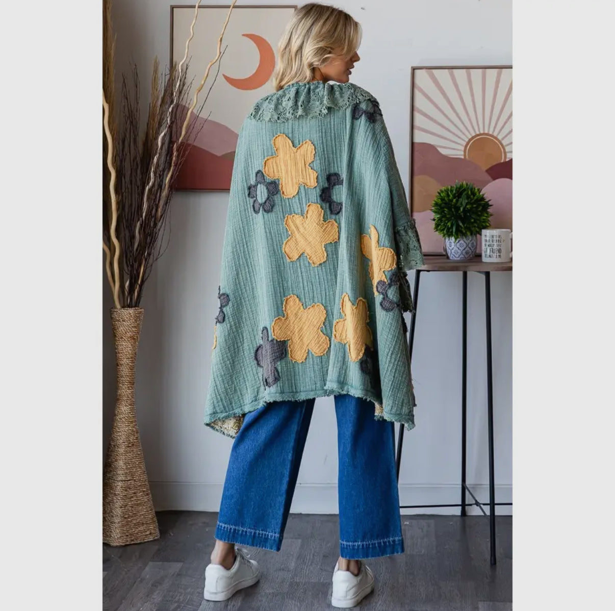 Sage Floral Duster