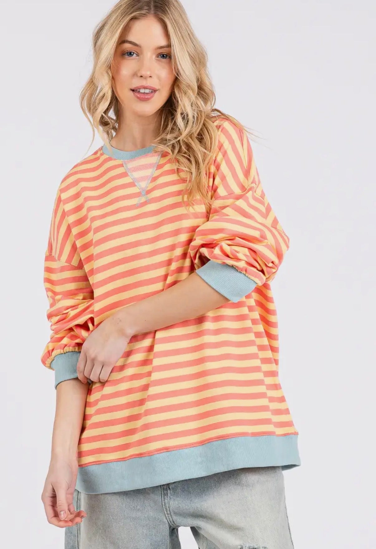 Coral & Yellow Stripes