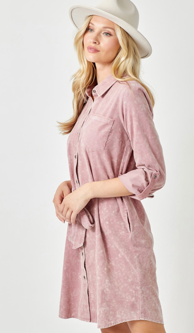 Kora’s Corduroy Button Down-Rose