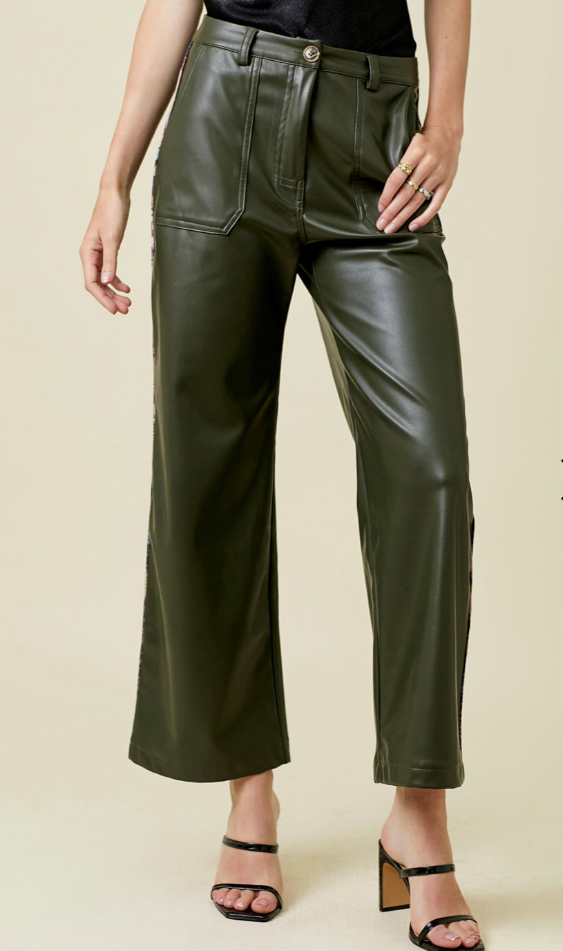 Olive Faux Leather Pants