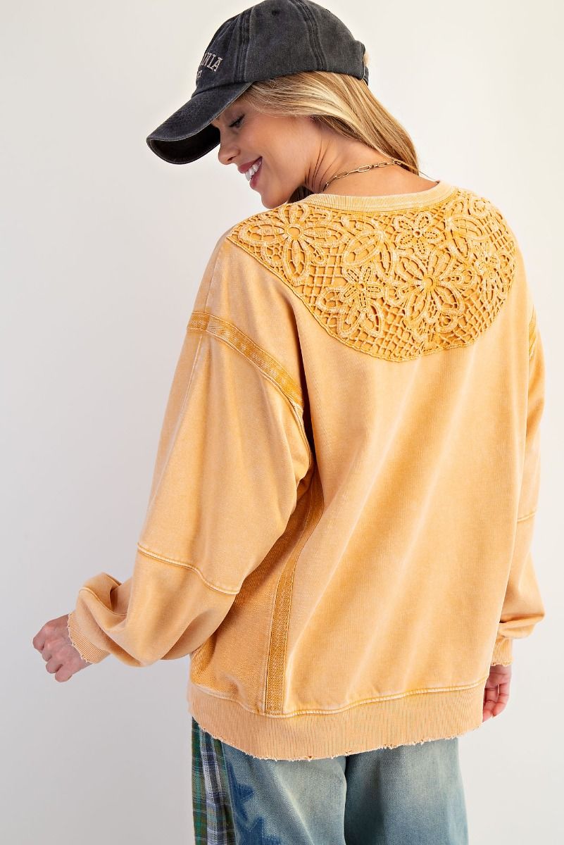 Honey Crochet Back Crewneck
