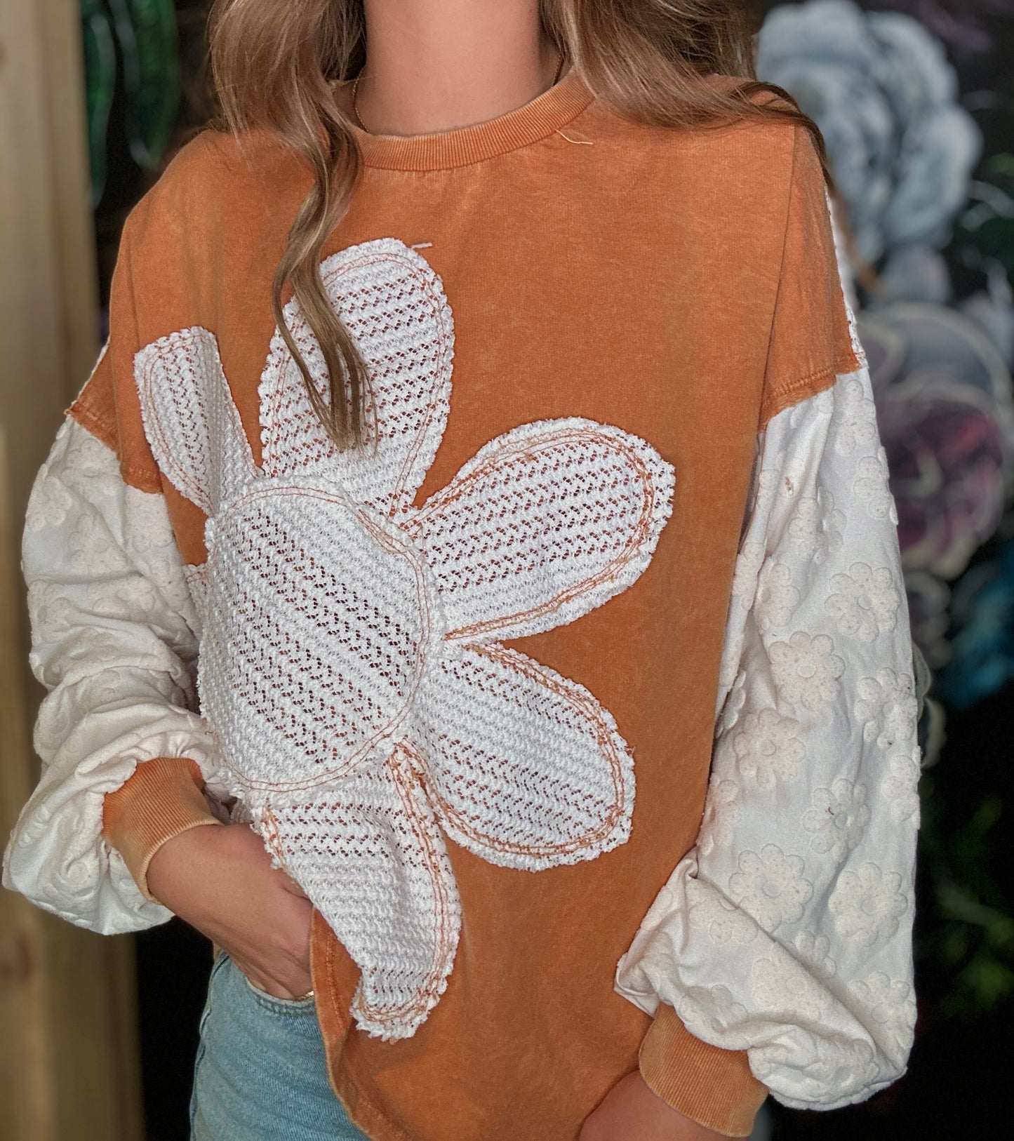 Orange Flower Patch Longsleeve