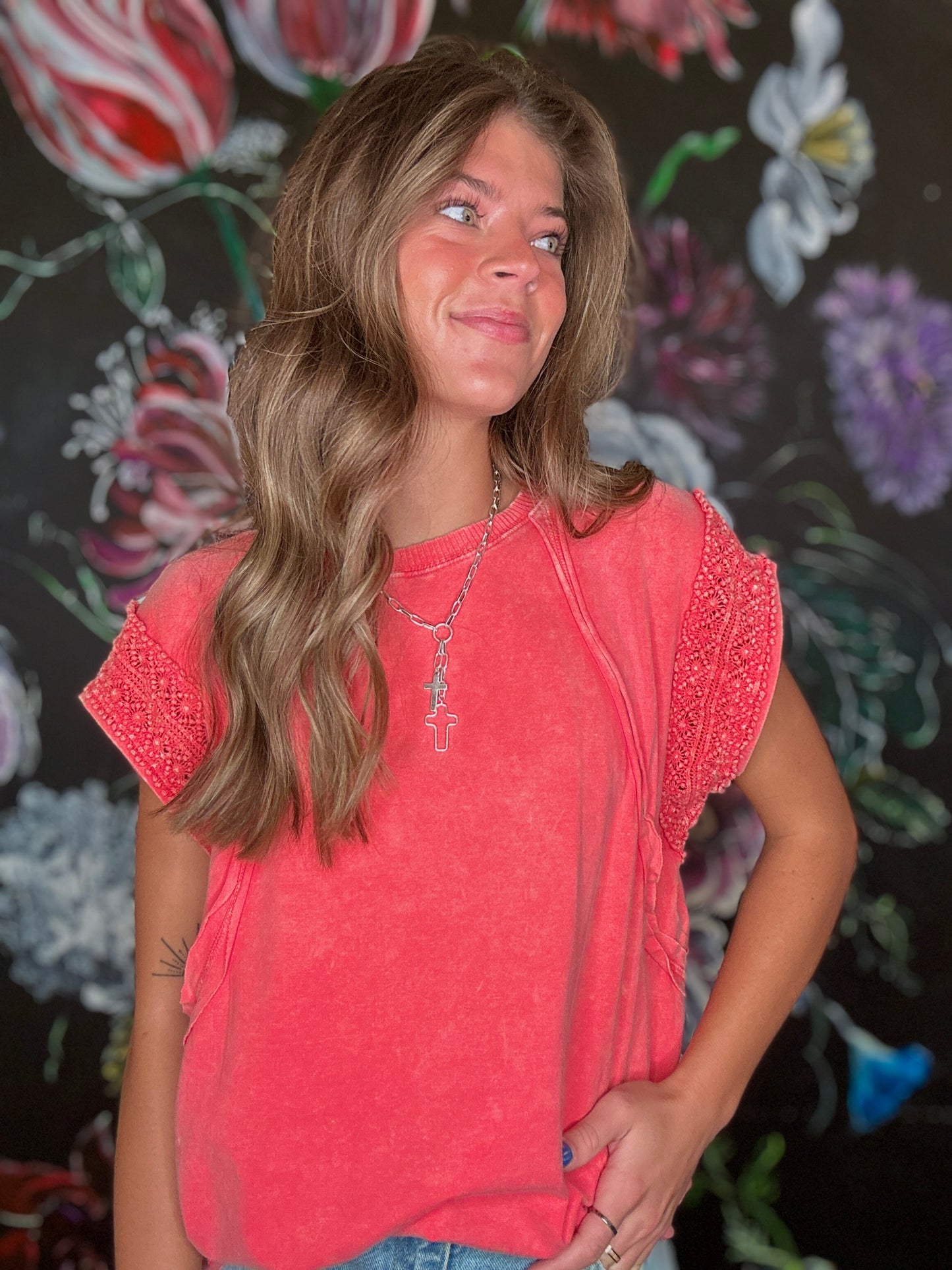 Coral Mineral Wash Tee