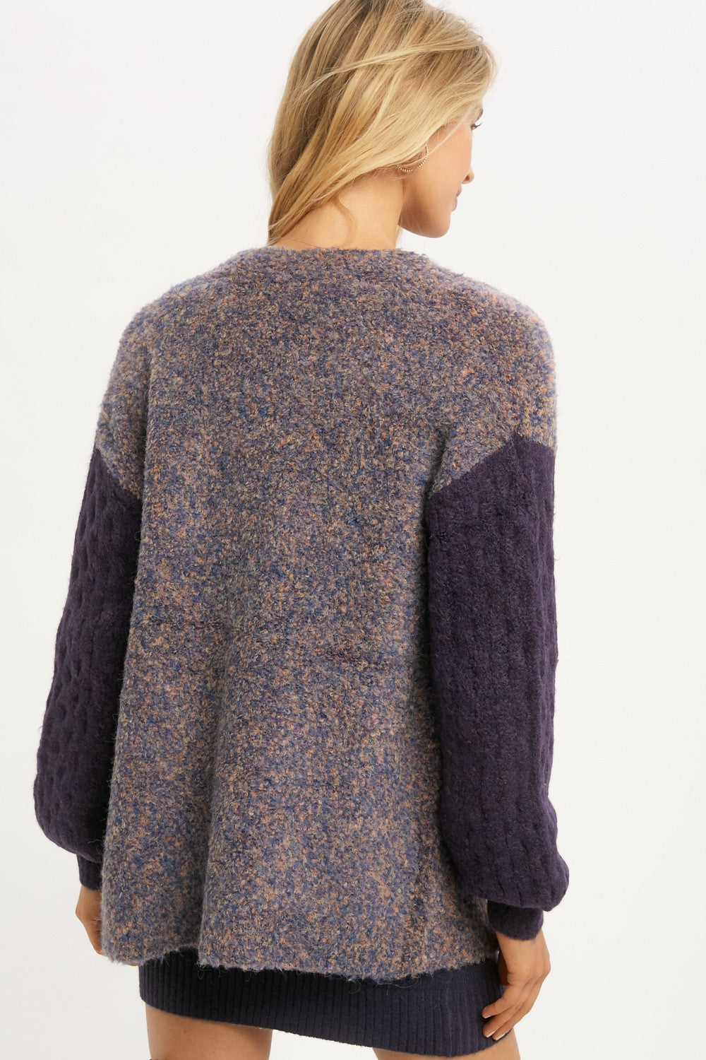 Cable Knit Cardigan -Purple
