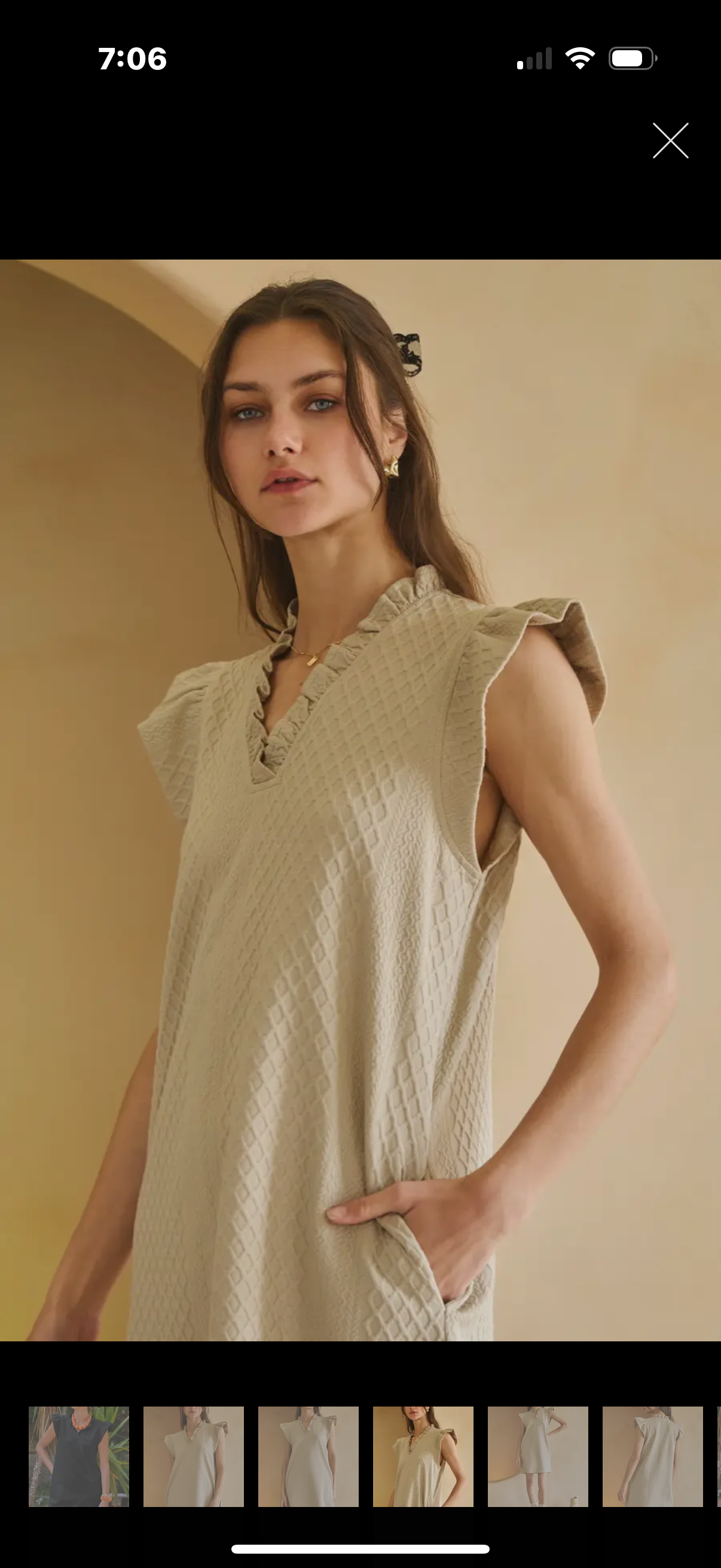 Taupe Textured Mini Dress