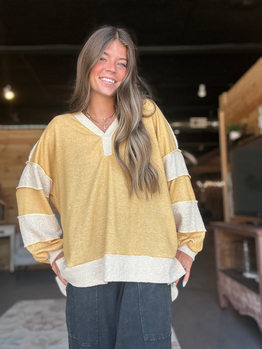 Mustard V-Neck Crewneck