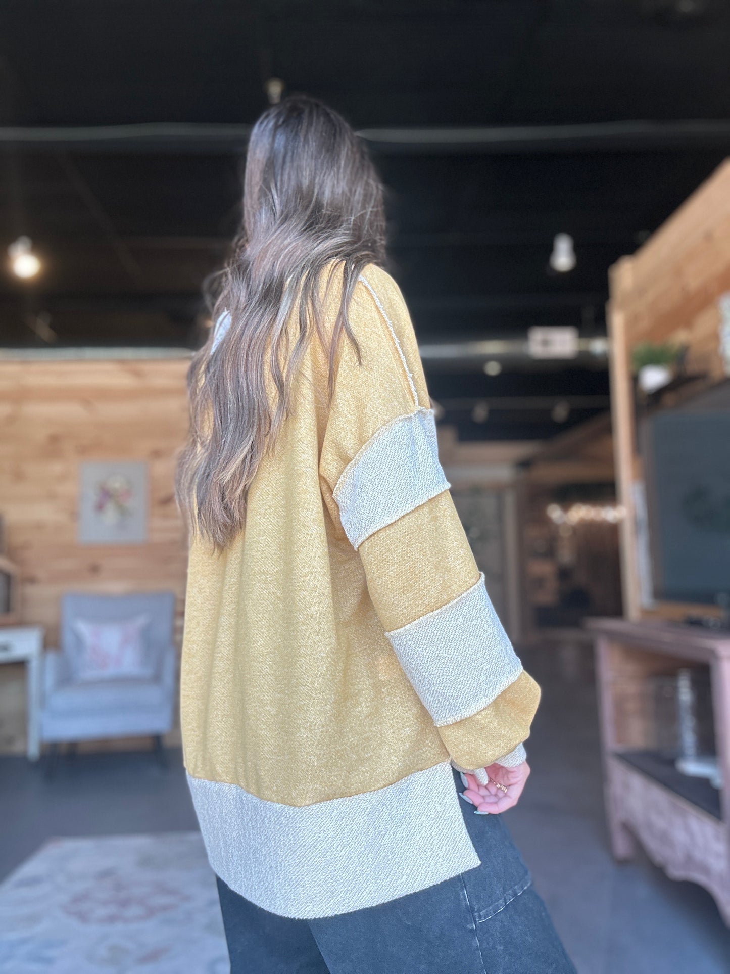 Mustard V-Neck Crewneck