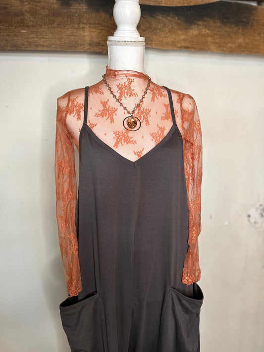Rust Lace Sheer Top