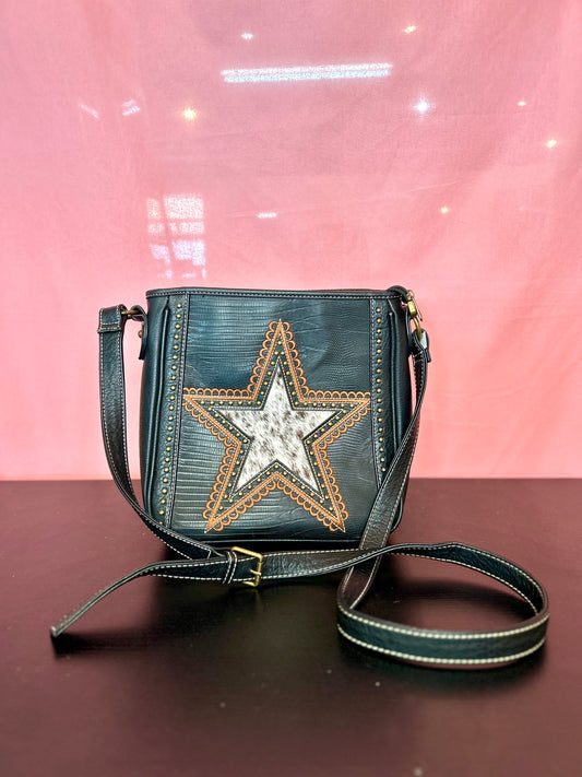 Black Leather Star Purse