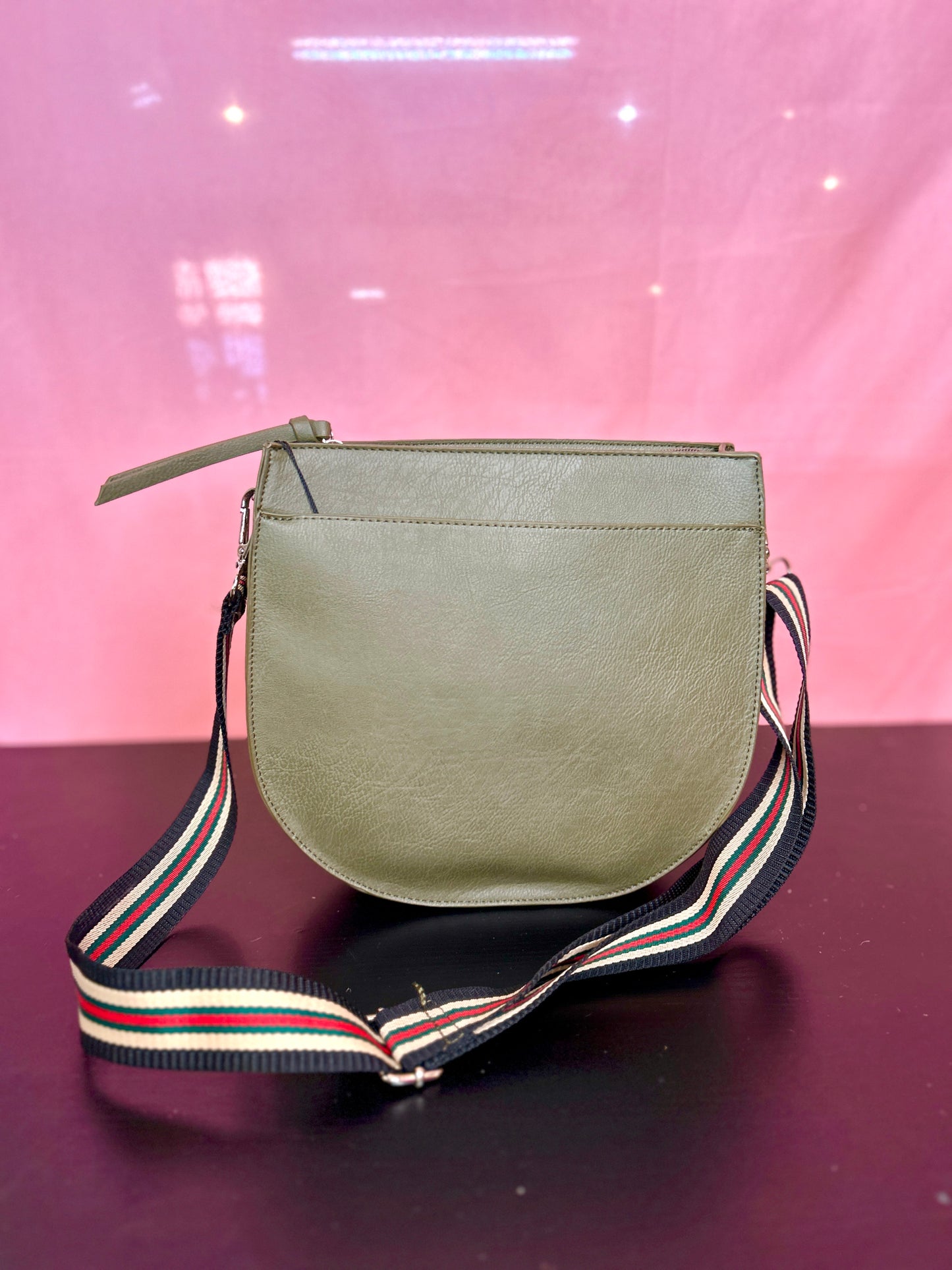 Green Striped Strap Purse