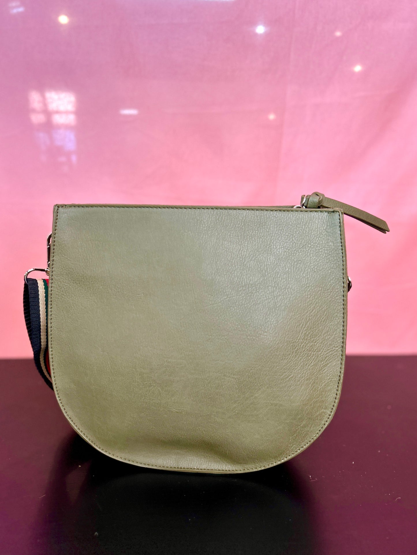 Green Striped Strap Purse