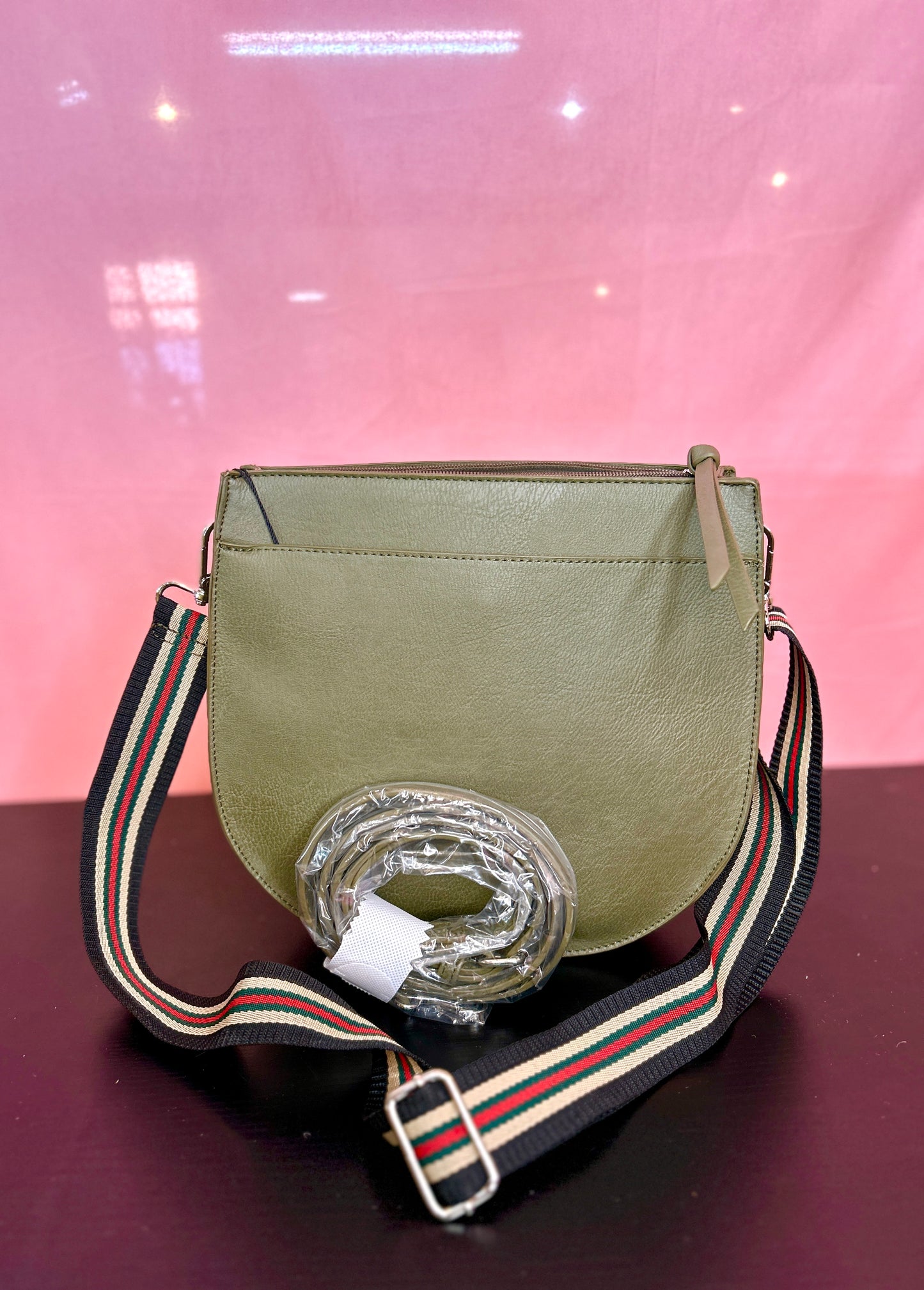 Green Striped Strap Purse