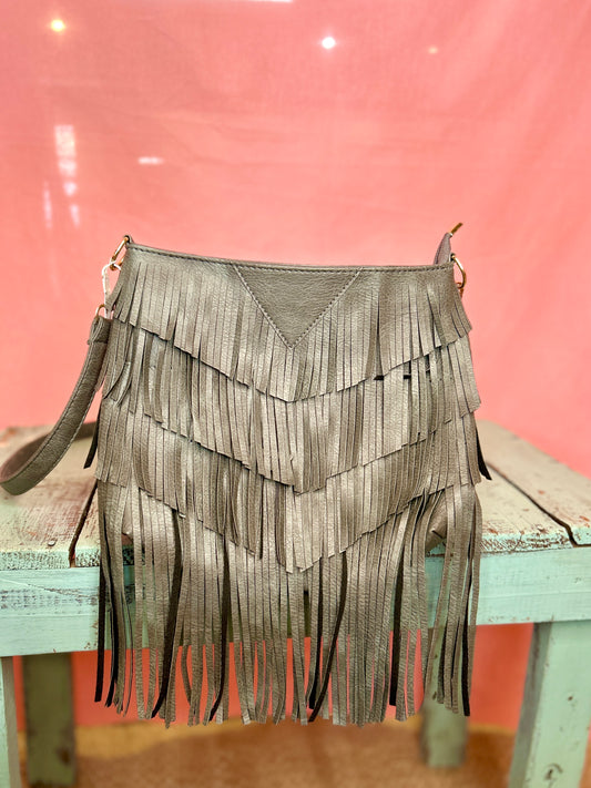 Western Grey Tassel Purse