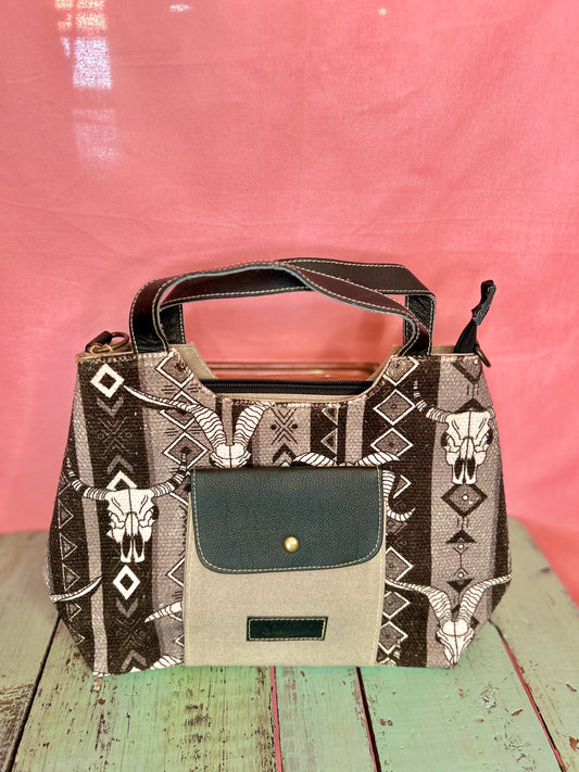 Black and Grey Bull Purse Small