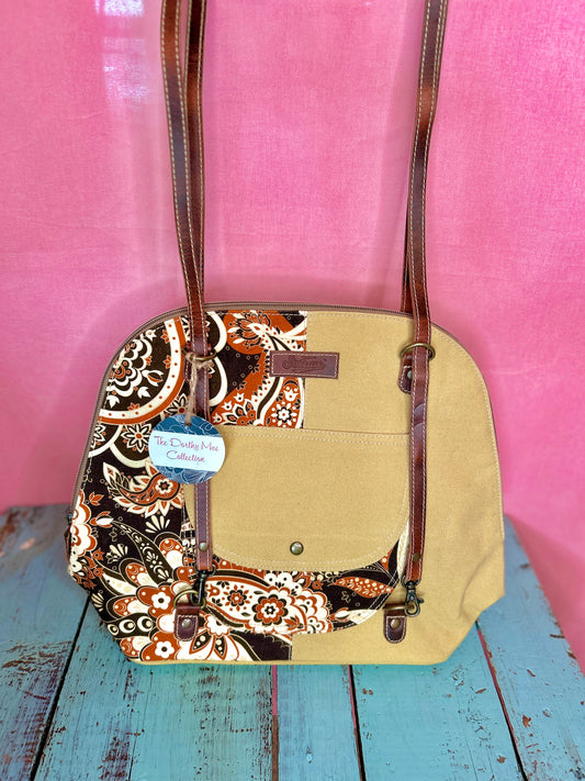 Orange and Brown Floral Purse
