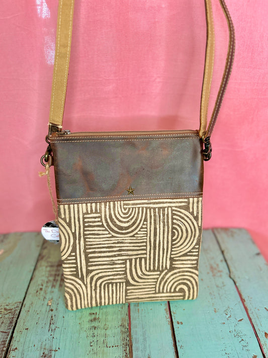 Leather Top Cream Pattern Purse