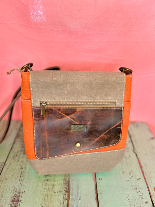 Orange and Grey Leather Purse