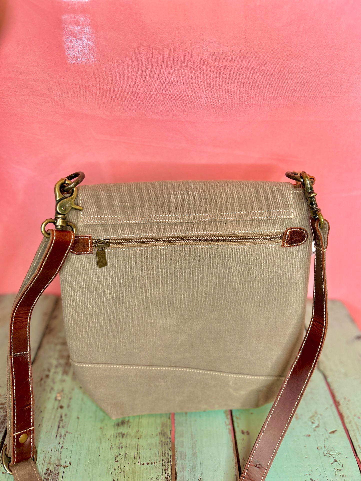 Orange and Grey Leather Purse