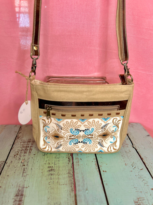 Sky Blue and Tan Purse