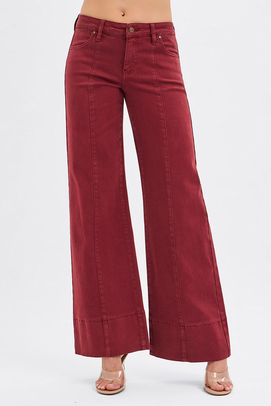 Burgundy Mid-Rise Risen Jean