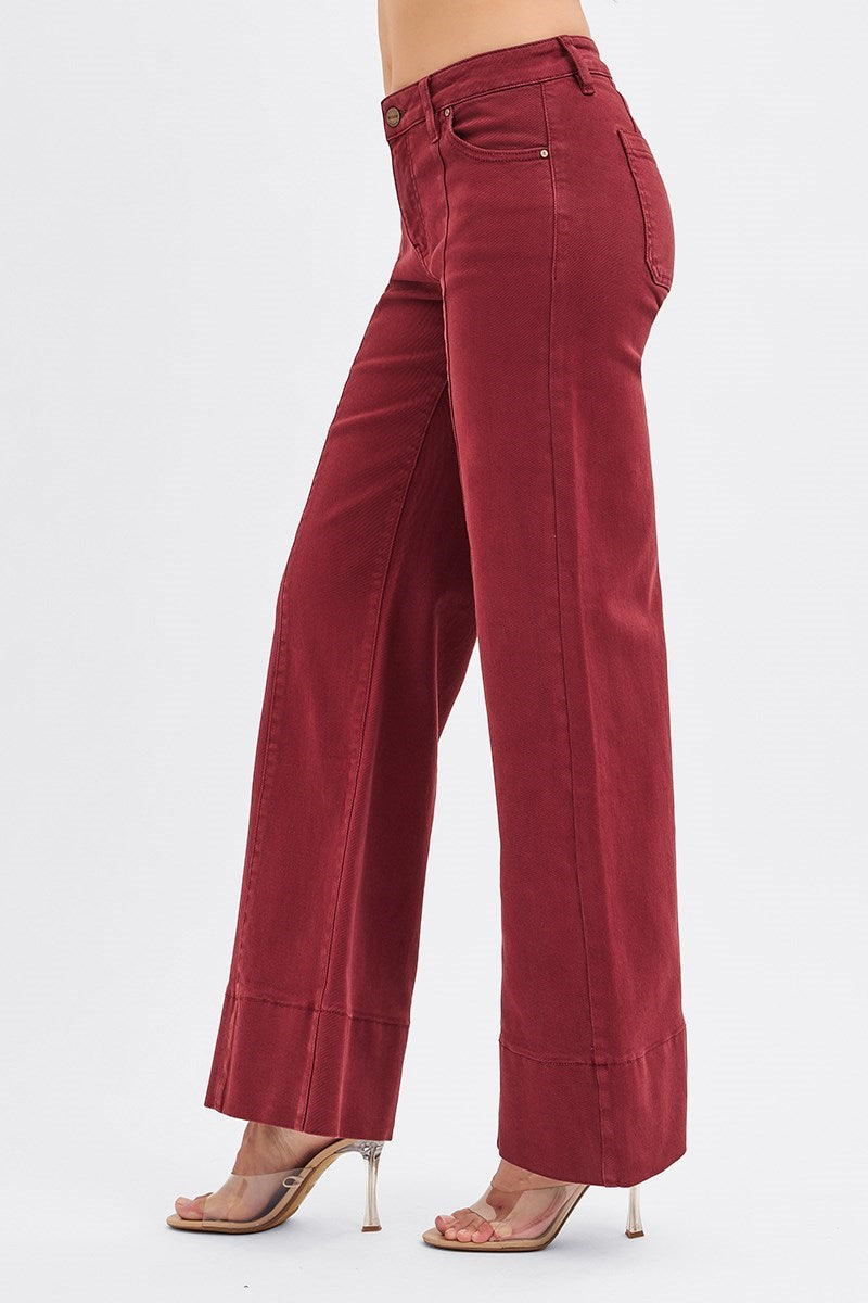 Burgundy Mid-Rise Risen Jean