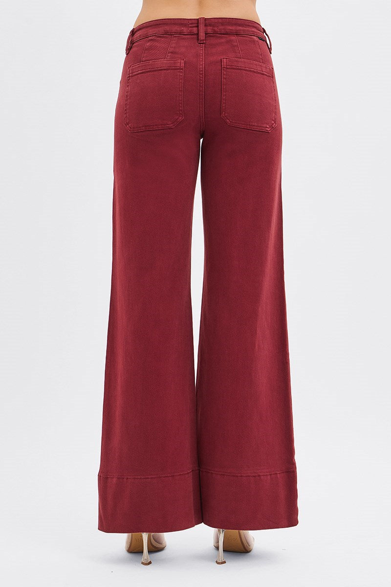 Burgundy Mid-Rise Risen Jean