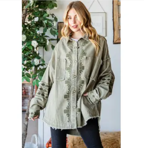 Olive Aztec Jacket