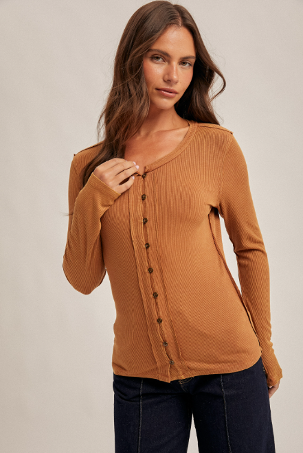 Brushed Rust Button Longsleeve