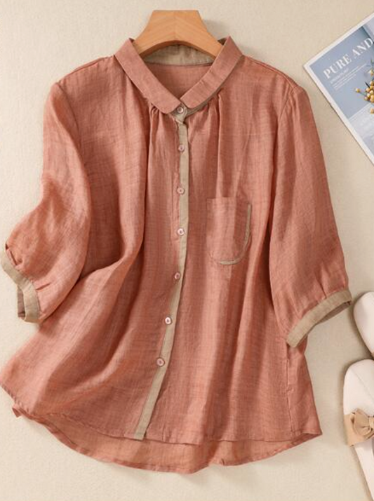 Peach Button Down Blouse